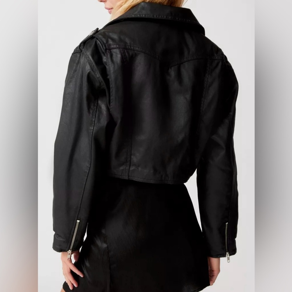 Wrangler Black Leather Biker Jacket - Picture 5 of 16